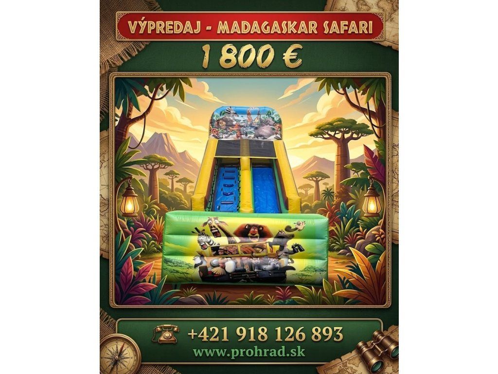 Hüpfburg Madagaskar Safari 6 × 3 × 6 m – gebraucht