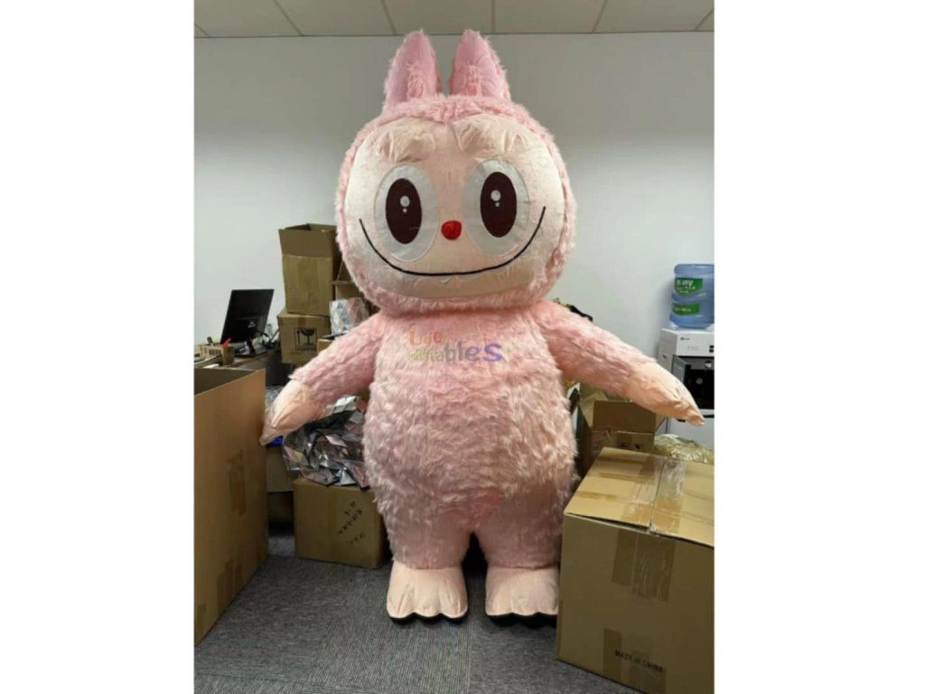 Aufblasbares Maskottchen Labubu 2,6 m rosa