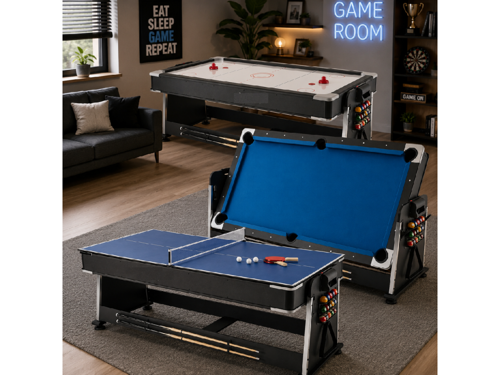Multifunktionaler Spieltisch 3in1 – Airhockey, Billard und Tischtennis